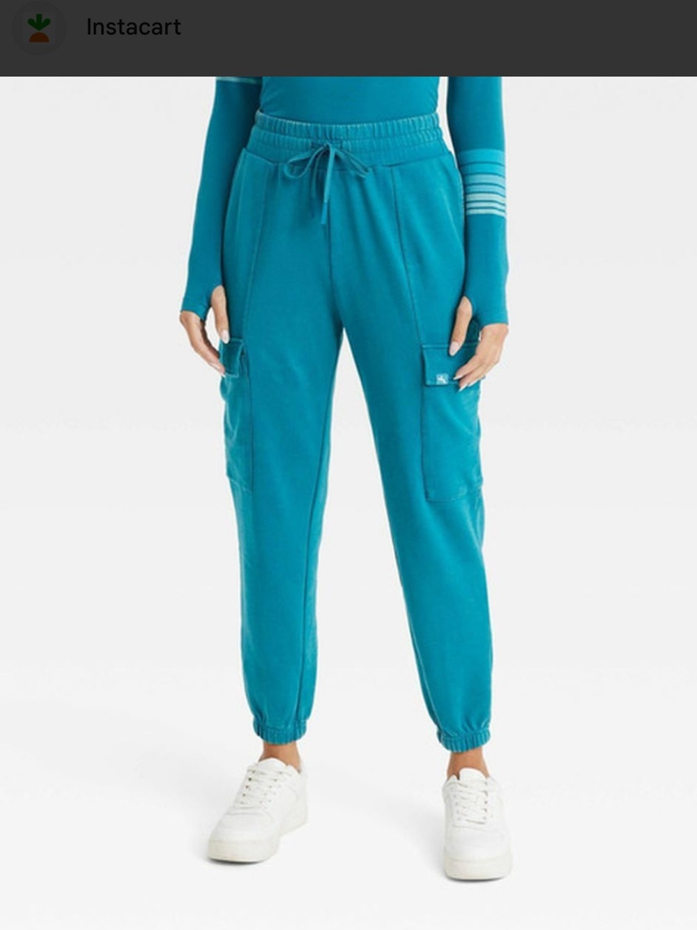 JoyLab Women's French Terry Cargo Joggers - Blue XS